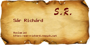 Sár Richárd névjegykártya